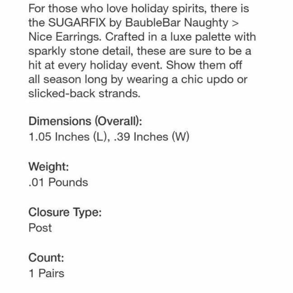 Sugarfix Baublebar Naughty and Nice Earrings NWT - Picture 6 of 6